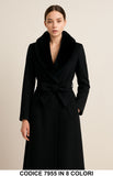 Cappotto con collo in ecopelliccia e cintura Fashion Elegante Capospalla in 8 colori – 7955
