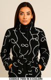 Cappotto Corto Fantasia Astratta con Cintura Giubbotto Collo Alto Fashion in 6 colori – 7959