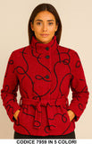 Cappotto Corto Fantasia Astratta con Cintura Giubbotto Collo Alto Fashion in 6 colori – 7959