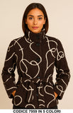 Cappotto Corto Fantasia Astratta con Cintura Giubbotto Collo Alto Fashion in 6 colori – 7959