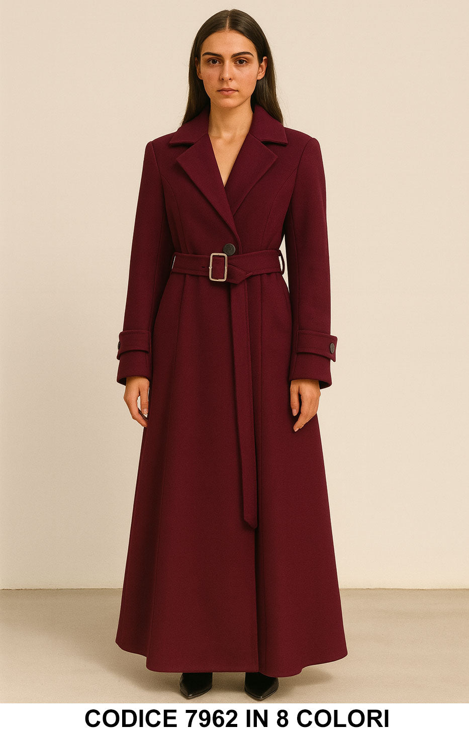 Cappotto Lungo Elegante con Cintura e Bottoni Giacca Fashion in 8 colori – 7962
