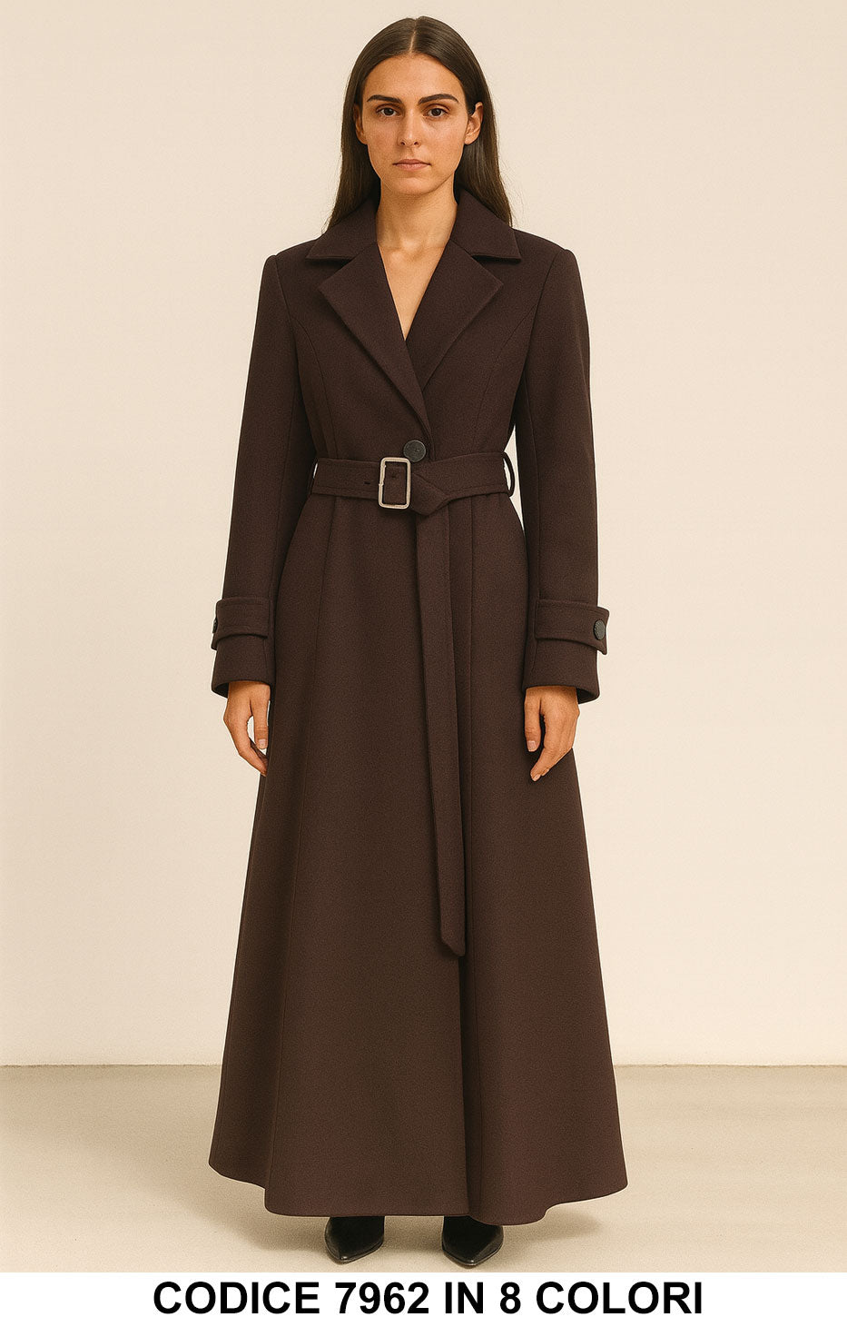 Cappotto Lungo Elegante con Cintura e Bottoni Giacca Fashion in 8 colori – 7962