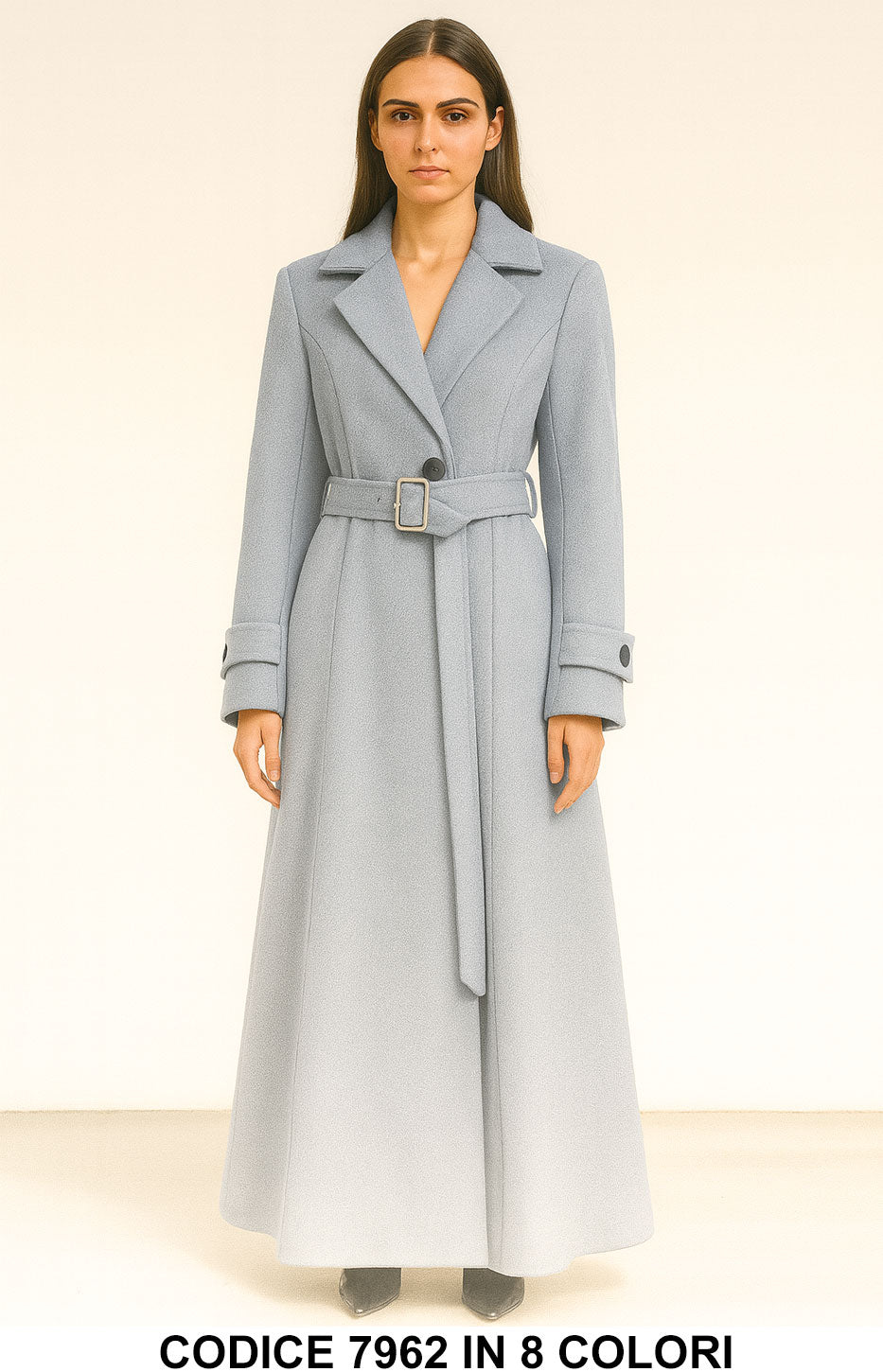Cappotto Lungo Elegante con Cintura e Bottoni Giacca Fashion in 8 colori – 7962