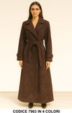 Cappotto Lungo Effetto Dainetto con Cintura Capospalla Morbido Elegante in 4 colori – 7963
