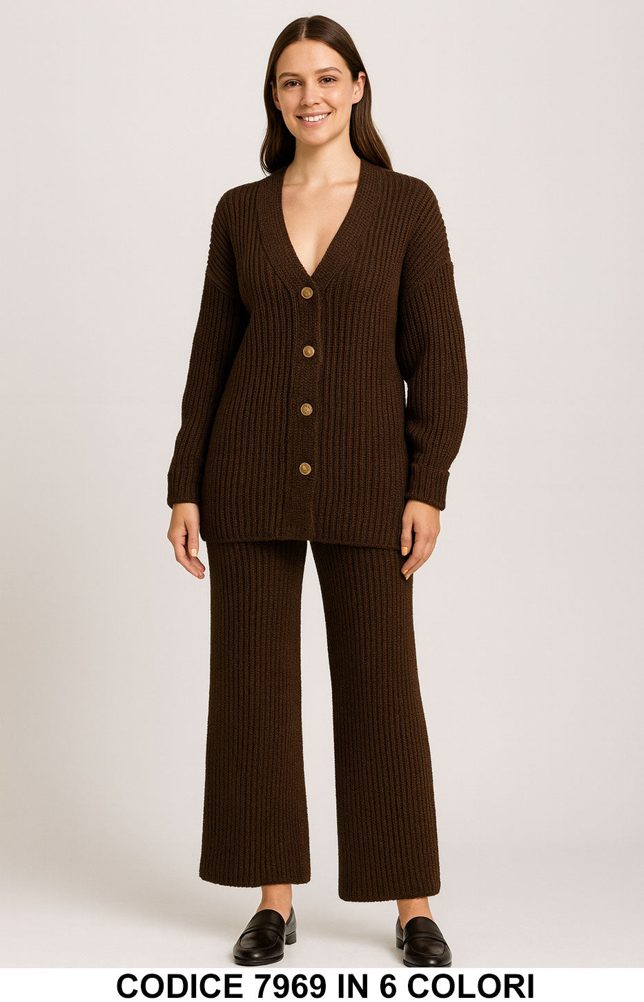 Completo maglia e pantalone in maglia grossa Coordinato Casual in 6 Colori – 7969