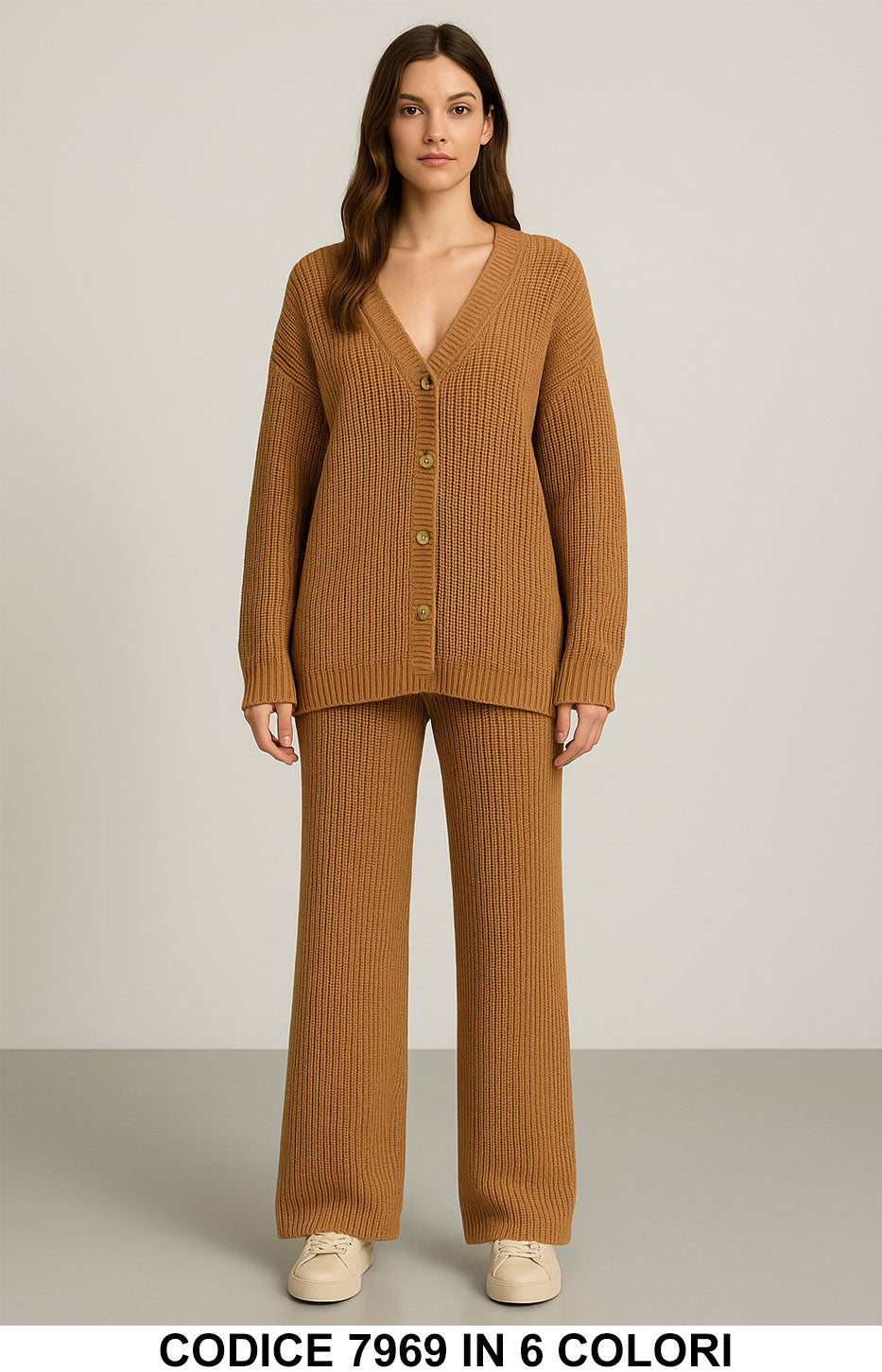 Completo maglia e pantalone in maglia grossa Coordinato Casual in 6 Colori – 7969