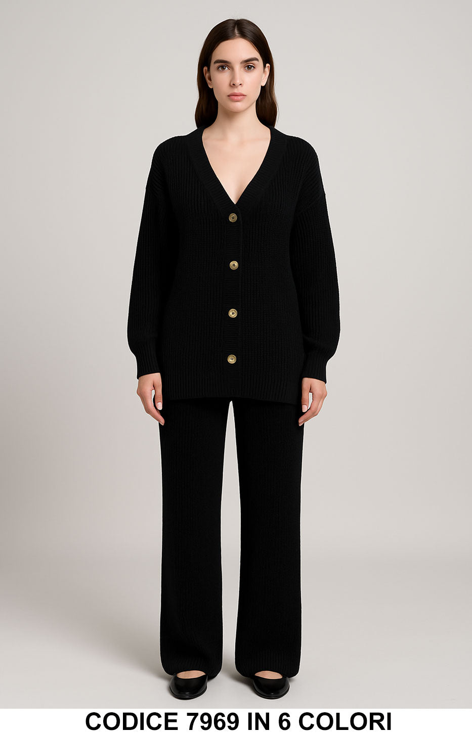 Completo maglia e pantalone in maglia grossa Coordinato Casual in 6 Colori – 7969