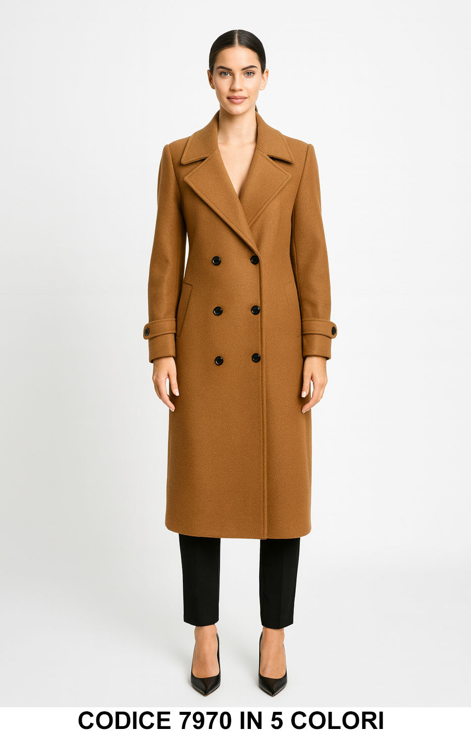 Cappotto Doppiopetto Elegante in Panno Cappotti Caldi Donna Casual in 5 Colori – 7970