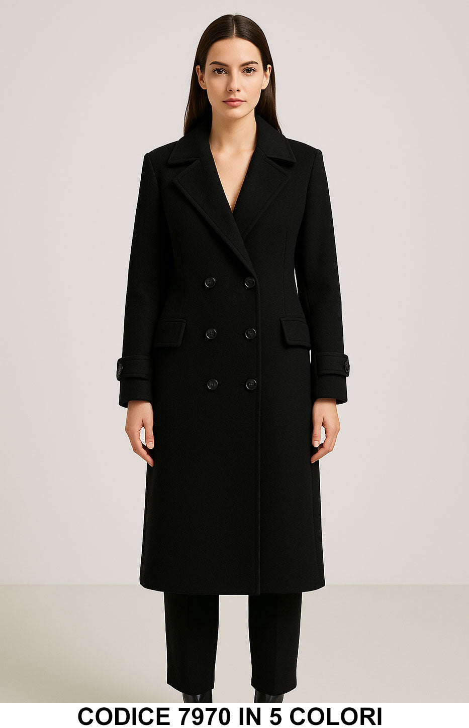 Cappotto Doppiopetto Elegante in Panno Cappotti Caldi Donna Casual in 5 Colori – 7970