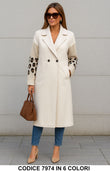Cappotto Donna con Maniche in Maglia Animalier – Elegante e Caldo in 6 Colori – 7974