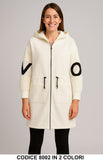 Cappotto con cappuccio e Manica in Maglia con Logo scritta Giubbotto Bianco o Nero – 8002