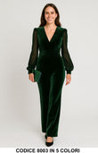 Tuta elegante in velluto con maniche in tulle Jumpsuit Fashion in 5 colori – 8003