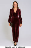 Tuta elegante in velluto con maniche in tulle Jumpsuit Fashion in 5 colori – 8003
