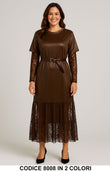 Abito lungo con inserti in pizzo e cintura Vestito Elegante Romantico in 2 colori – 8008