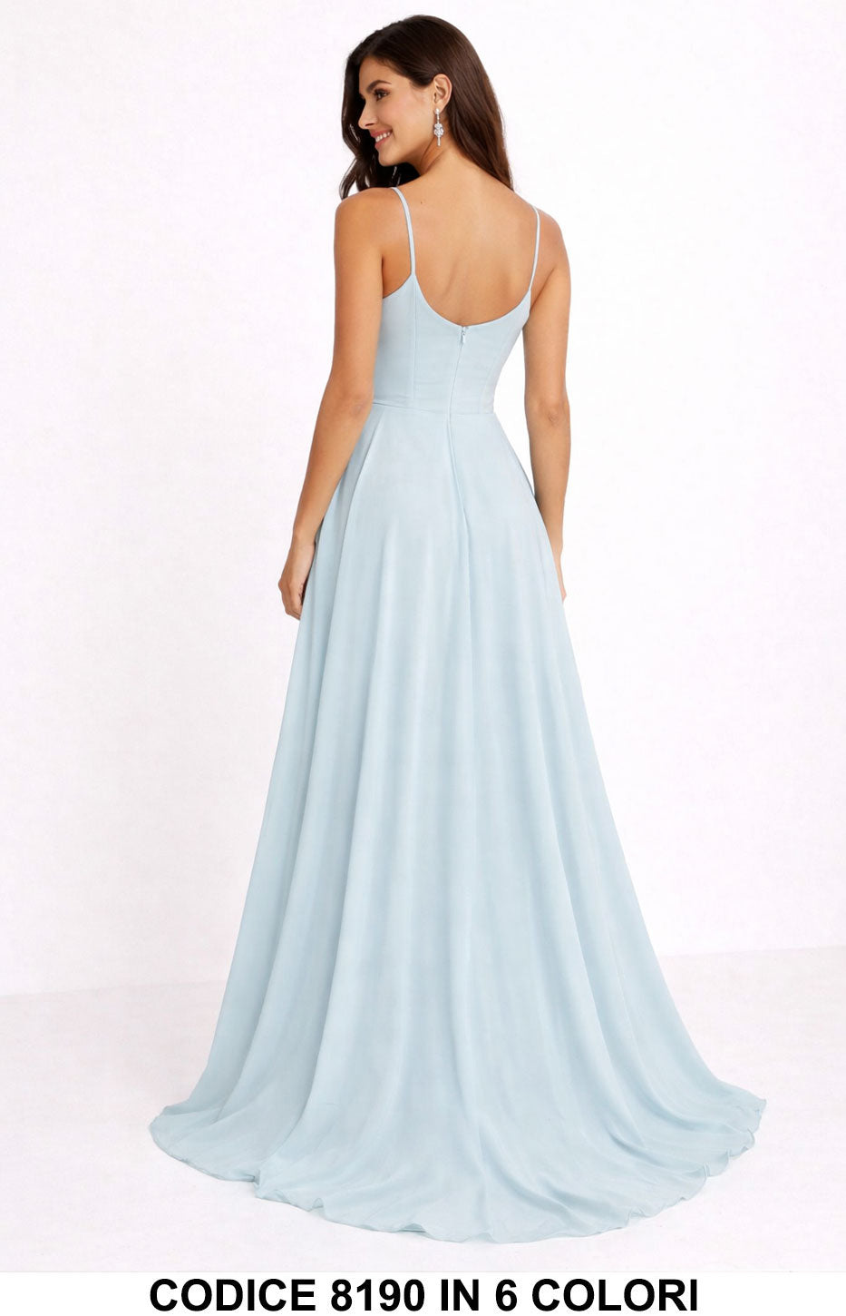 Abito Lungo Elegante con Corsetto e Spacco Laterale Vestito Cerimonia Evento in 6 colori – 8190