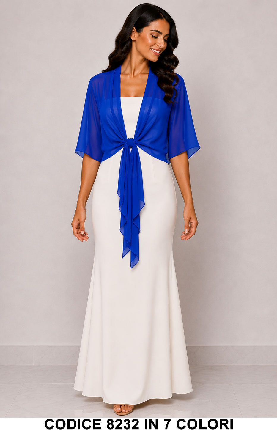 Stola Elegante Cerimonia Donna in Chiffon con Nodo Frontale Coprispalla in 8 Colori - 8232