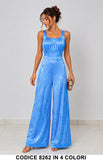Tuta Elegante Satin Jacquard Palazzo Jumpsuit Casual Elegante in 4 Colori – 8262