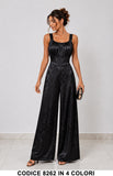 Tuta Elegante Satin Jacquard Palazzo Jumpsuit Casual Elegante in 4 Colori – 8262