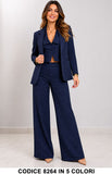 Tailleur 3 Pezzi Giacca e Gilet Crop e Pantalone Palazzo Brillantinato Completo elegante in 5 Colori – 8264