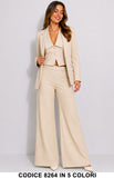 Tailleur 3 Pezzi Giacca e Gilet Crop e Pantalone Palazzo Brillantinato Completo elegante in 5 Colori – 8264