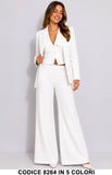 Tailleur 3 Pezzi Giacca e Gilet Crop e Pantalone Palazzo Brillantinato Completo elegante in 5 Colori – 8264