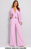 Tailleur 3 Pezzi Giacca e Gilet Crop e Pantalone Palazzo Brillantinato Completo elegante in 5 Colori – 8264