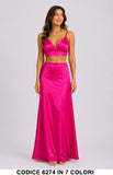Completo Elegante Satinato Top e Gonna Lunga Coordinato Casual in 7 Colori – 8274