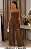 Tuta Lunga in Pizzo Elasticizzata Effetto Trasparenza Jumpsuit Elegante Casual in 6 Coloi – 8295