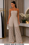 Tuta Lunga in Pizzo Elasticizzata Effetto Trasparenza Jumpsuit Elegante Casual in 6 Coloi – 8295