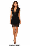 Abito Corto Elegante in Pizzo con Scollo Profondo Vestito Nero Tubino Evento Cerimonia – 8307