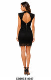 Abito Corto Elegante in Pizzo con Scollo Profondo Vestito Nero Tubino Evento Cerimonia – 8307