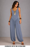 Tuta Lunga intera Morbida con Schiena Scoperta Jumpsuit Plissè Casual in 8 Colori – 8312