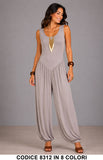 Tuta Lunga intera Morbida con Schiena Scoperta Jumpsuit Plissè Casual in 8 Colori – 8312