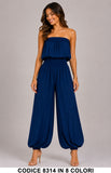 Tuta Intera a Fascia con Vita Elasticizzata Modello Aladino Jumpsuit Cuasl in 8 Colori – 8314