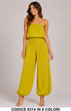 Tuta Intera a Fascia con Vita Elasticizzata Modello Aladino Jumpsuit Cuasl in 8 Colori – 8314