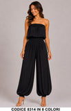 Tuta Intera a Fascia con Vita Elasticizzata Modello Aladino Jumpsuit Cuasl in 8 Colori – 8314