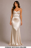 Abito Lungo Sirena Effetto Satin con Corsetto Elegante Vestito Cerimonia in 6 Colori – 8315