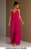 Tuta Intera Elegante Palazzo con Spalline Gioiello Jumpsuit Apertivo in 2 Colori – 8323