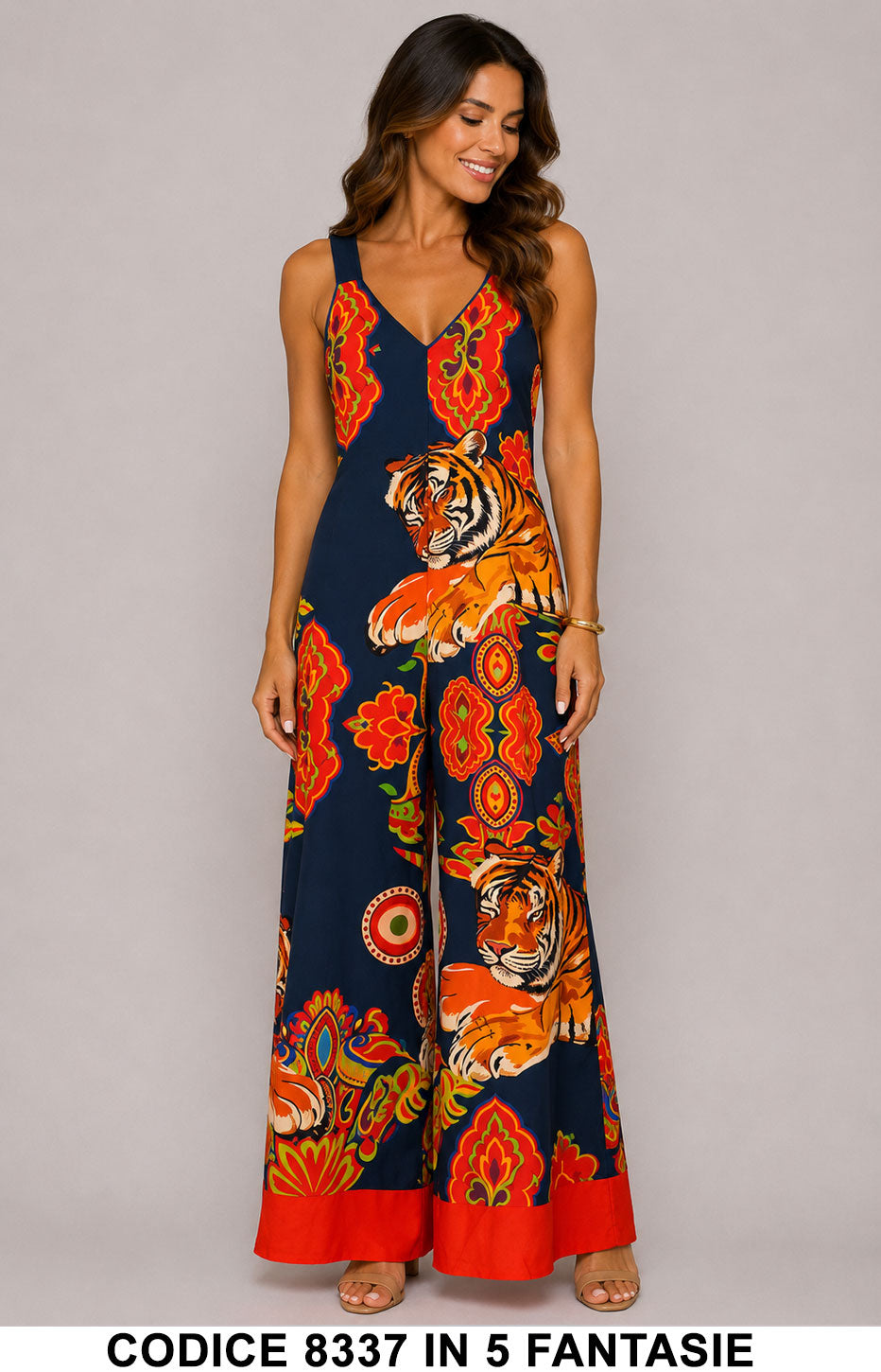 Blu Notte Tigri Orientali donna elegante Made in Italy