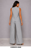 Completo Donna Elegante Due Pezzi con Top Asimmetrico e Pantalone Palazzo Coordinato Grigio – 8345