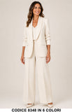 Tailleur Donna 3 Pezzi con Strass e Pantalone Palazzo Completo Elegante in 6 Colori – 8348