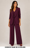 Tailleur Donna 3 Pezzi con Strass e Pantalone Palazzo Completo Elegante in 6 Colori – 8348