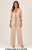 Tailleur Donna 3 Pezzi con Strass e Pantalone Palazzo Completo Elegante in 6 Colori – 8348