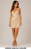 Abito Corto Elegante con Ricami e Paillettes Vestito Evento Cerimonia in 4 Colori – 8349