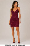 Abito Corto Elegante con Ricami e Paillettes Vestito Evento Cerimonia in 4 Colori – 8349