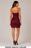 Abito Corto Elegante con Ricami e Paillettes Vestito Evento Cerimonia in 4 Colori – 8349