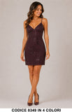 Abito Corto Elegante con Ricami e Paillettes Vestito Evento Cerimonia in 4 Colori – 8349