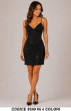 Abito Corto Elegante con Ricami e Paillettes Vestito Evento Cerimonia in 4 Colori – 8349