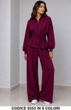 Completo Donna Comfy Chic con Giacca Zip e Pantalone Palazzo Completo in 8 Colori – 8353