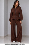 Completo Donna Comfy Chic con Giacca Zip e Pantalone Palazzo Completo in 8 Colori – 8353
